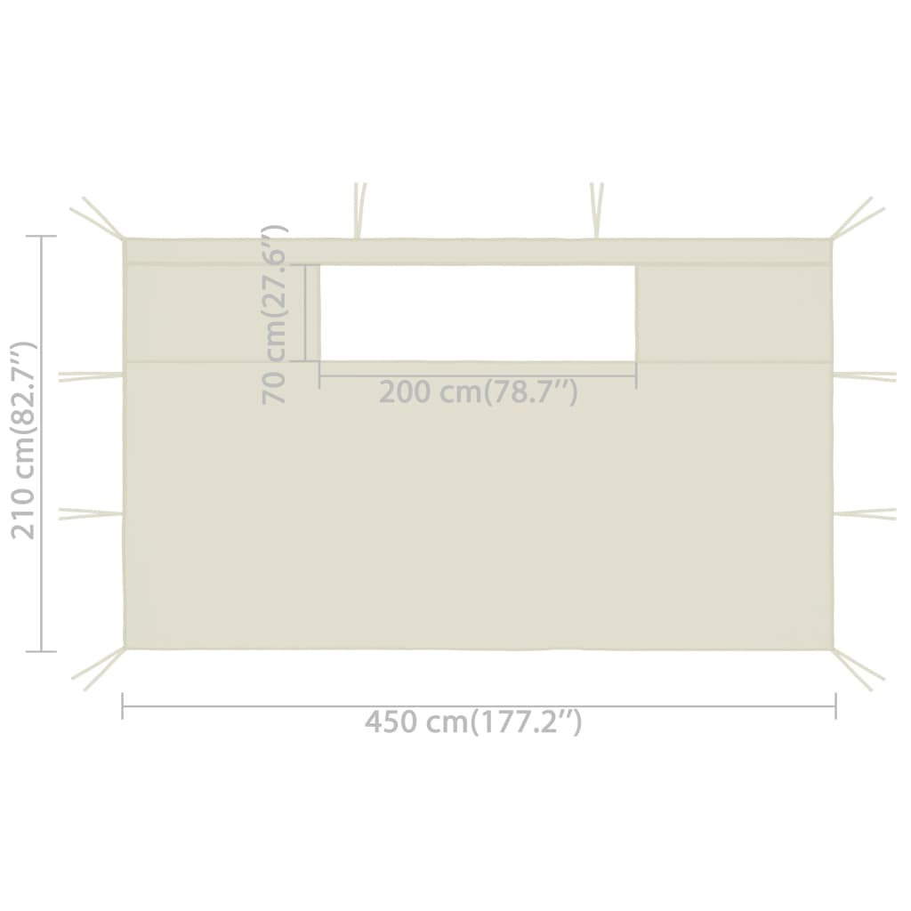 vidaXL pavillonvægge med vinduer 2 stk. 4,5x2,1 m 70 g/m² cremefarvet