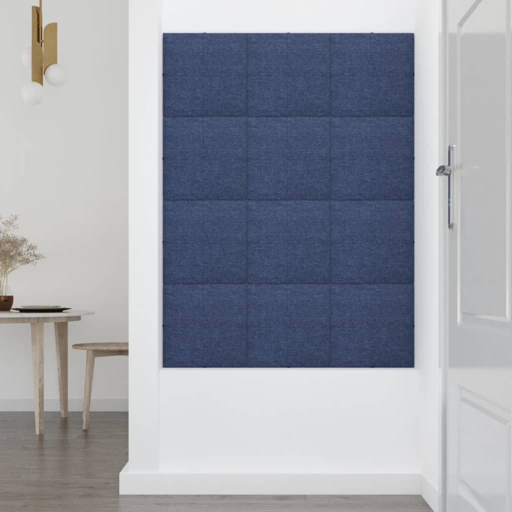 vidaXL vægpaneler 12 stk. 30x30 cm 1,08 m² stof blå
