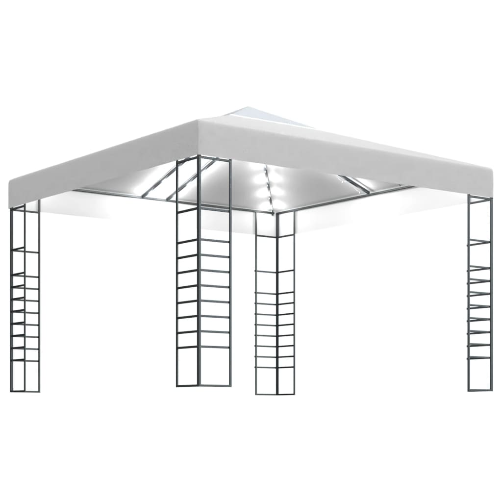 vidaXL havepavillon med LED-lyskæder 3x3 m hvid