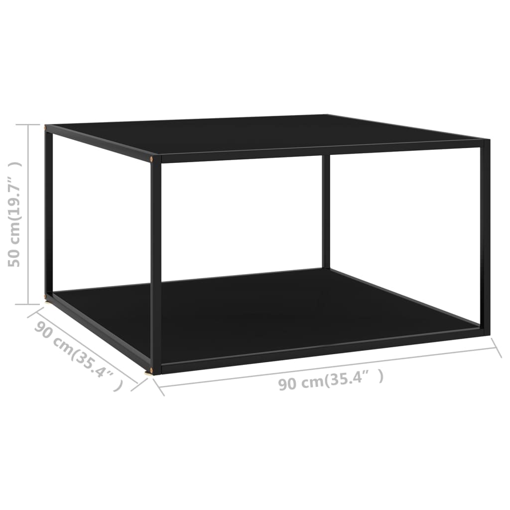 vidaXL sofabord 90x90x50 cm glas sort