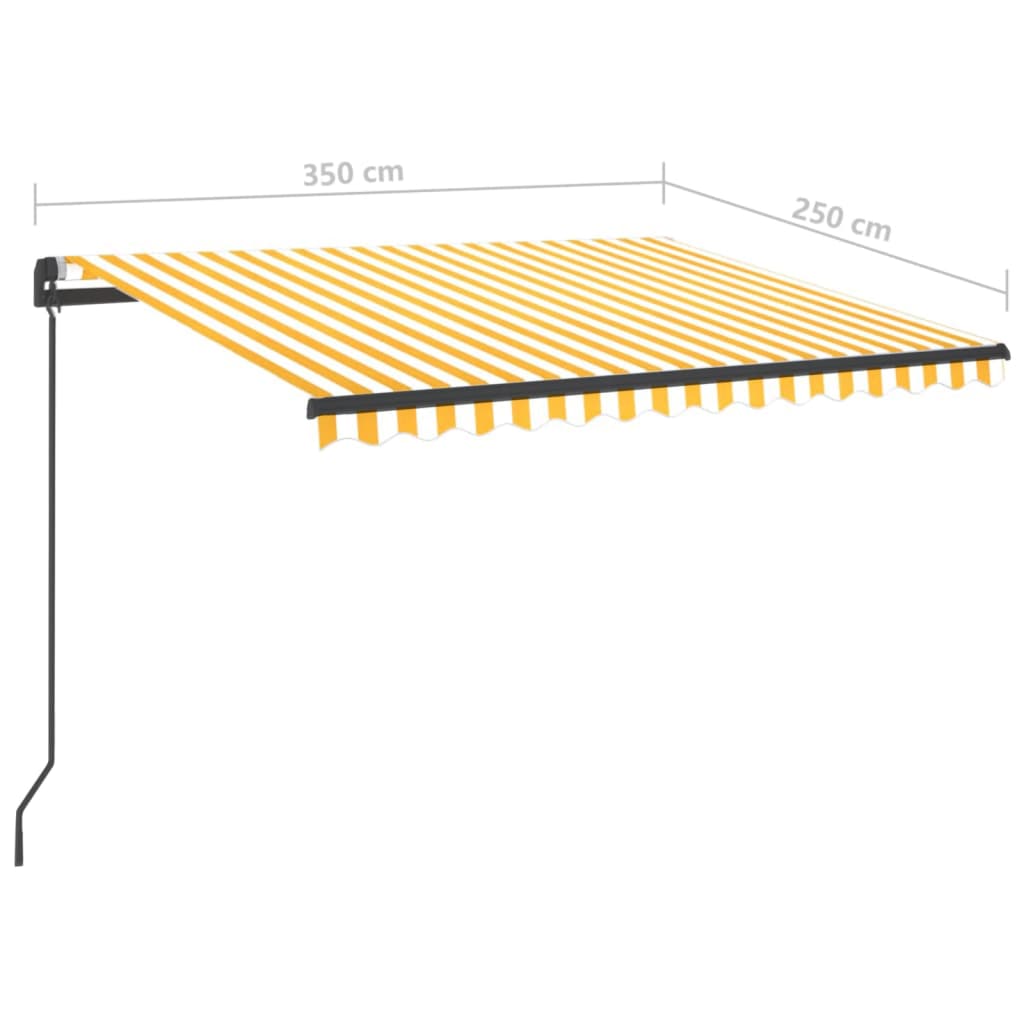 vidaXL markise m. LED-lys 3,5x2,5 cm manuel betjening gul og hvid