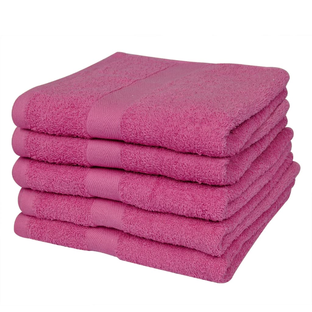 vidaXL håndklædesæt 5 stk. bomuld 500 gsm 100x150 cm pink