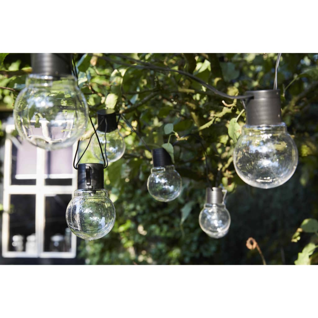 Luxform Menorca soldrevne festlys med 10 LED-pærer transparent