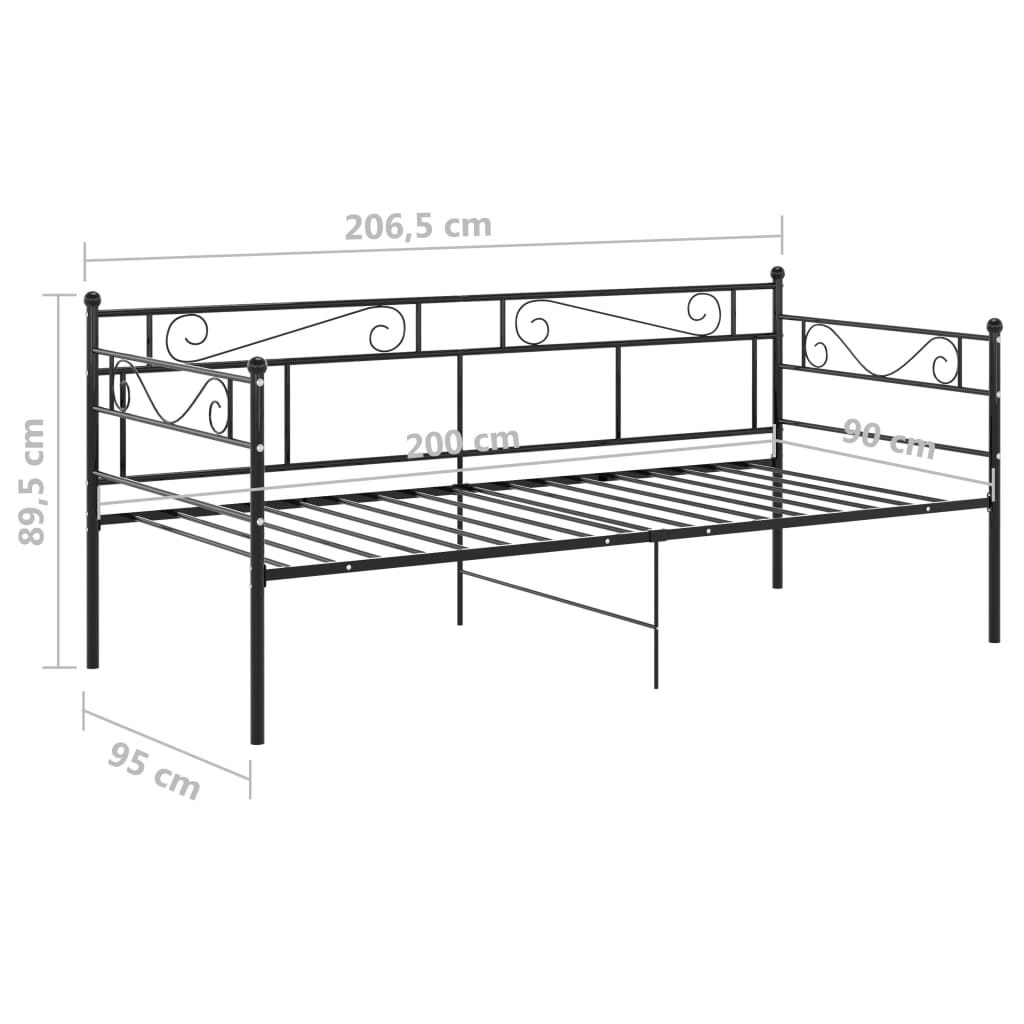 vidaXL sengestel til sovesofa 90x200 cm metal sort
