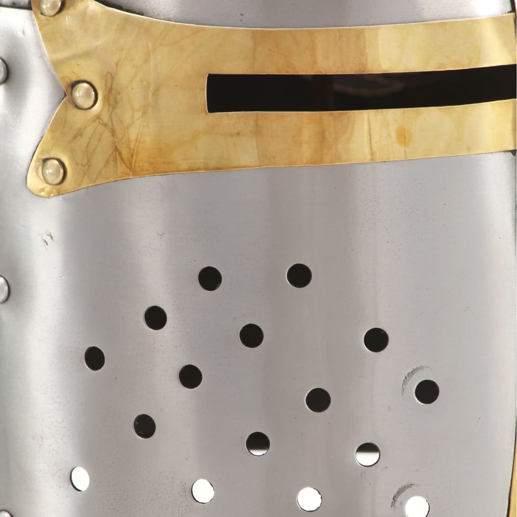 vidaXL middelalderlig korsridderhjelm til rollespil antik stål sølvfarvet