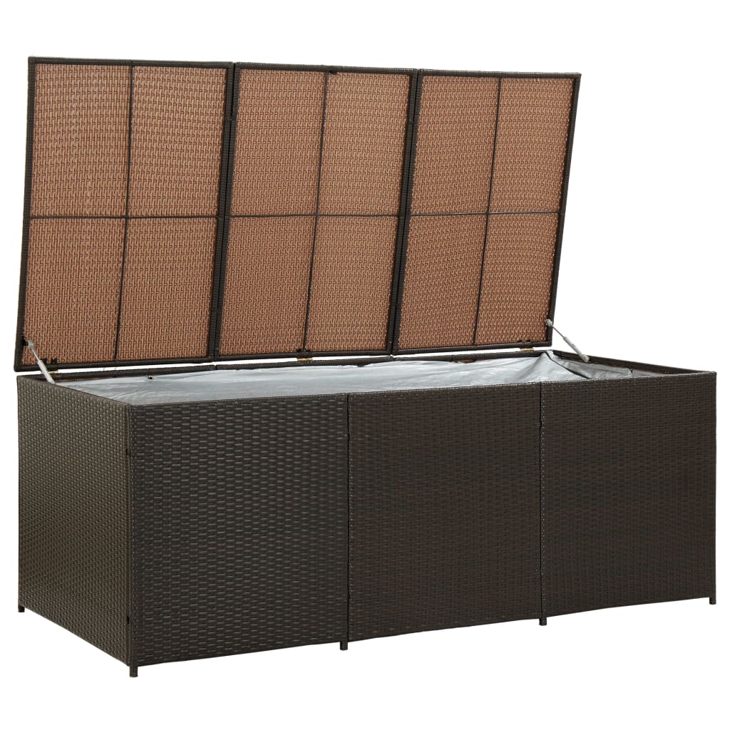vidaXL opbevaringskasse til haven 180x90x70 cm polyrattan brun