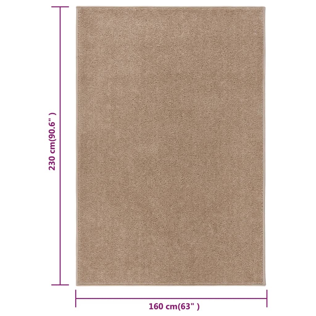 vidaXL gulvtæppe 160x230 cm kort luv brun