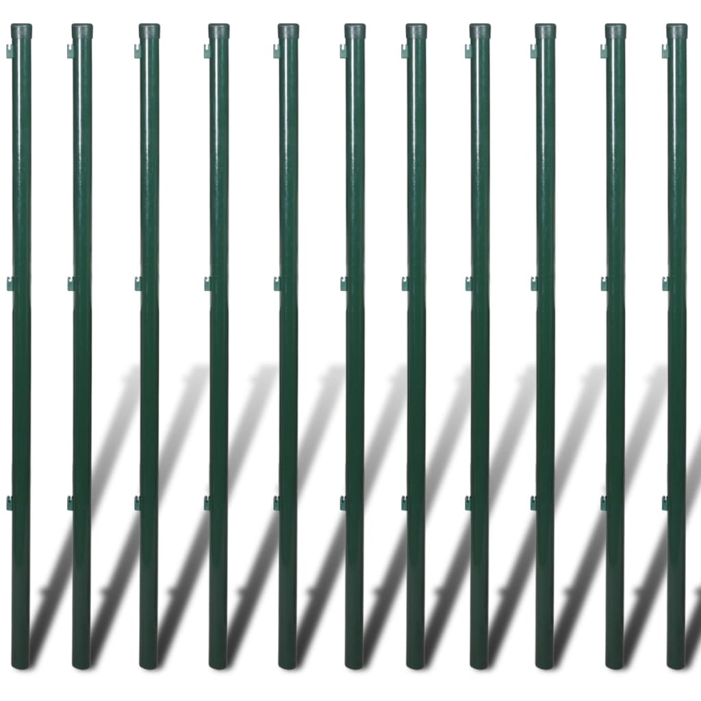 vidaXL fletvævshegn med stolper 1x25 m stål grøn