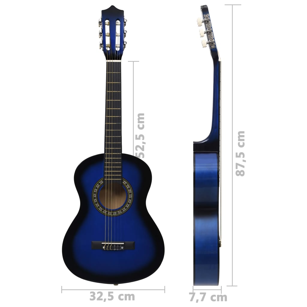 vidaXL klassisk guitar for begyndere og børn 1/2 34" blå