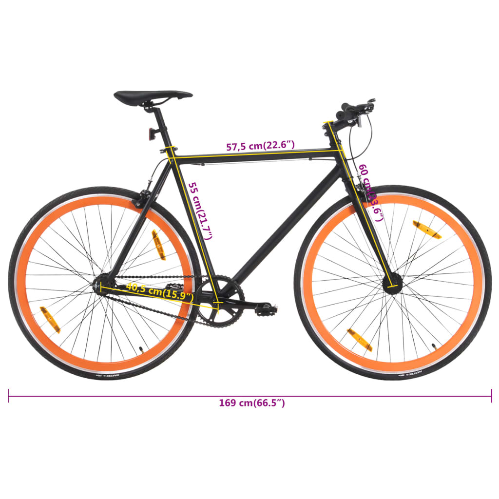 vidaXL cykel 1 gear 700c 55 cm sort og orange