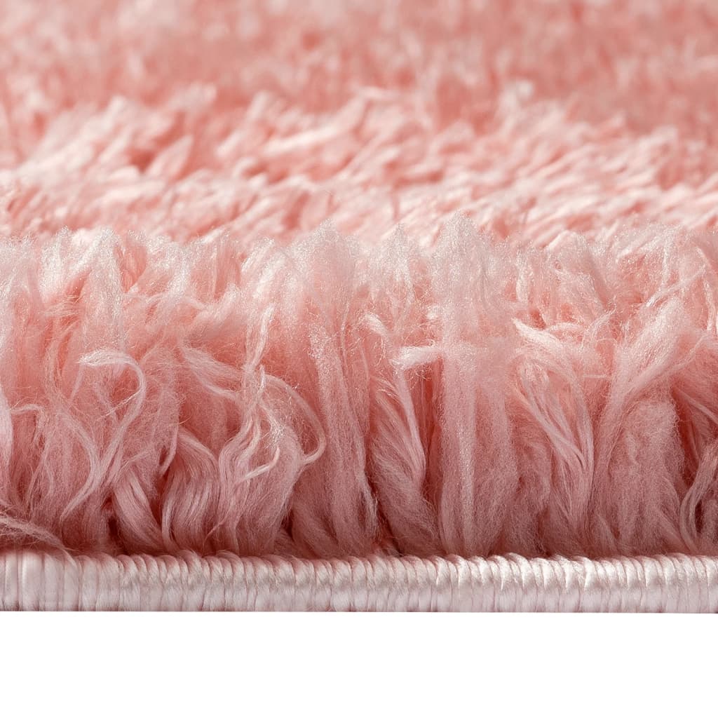 vidaXL shaggy gulvtæppe med høj luv 200x290 cm 50 mm lyserød