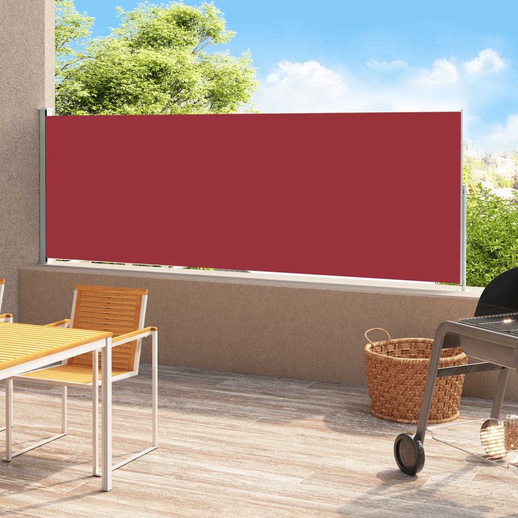 vidaXL sammenrullelig sidemarkise til terrassen 180x500 cm rød