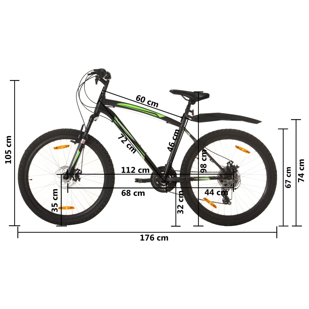 vidaXL mountainbike 21 gear 26 tommer hjul 46 cm sort
