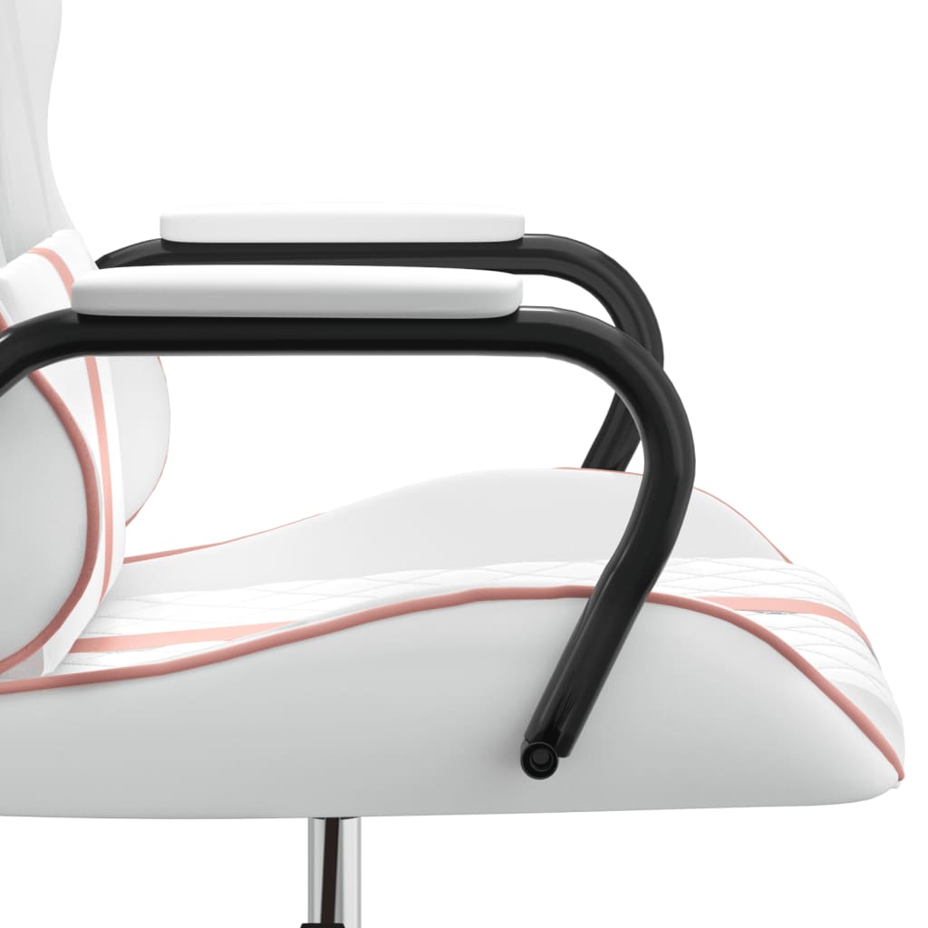 vidaXL gamingstol med massagefunktion kunstlæder hvid og lyserød