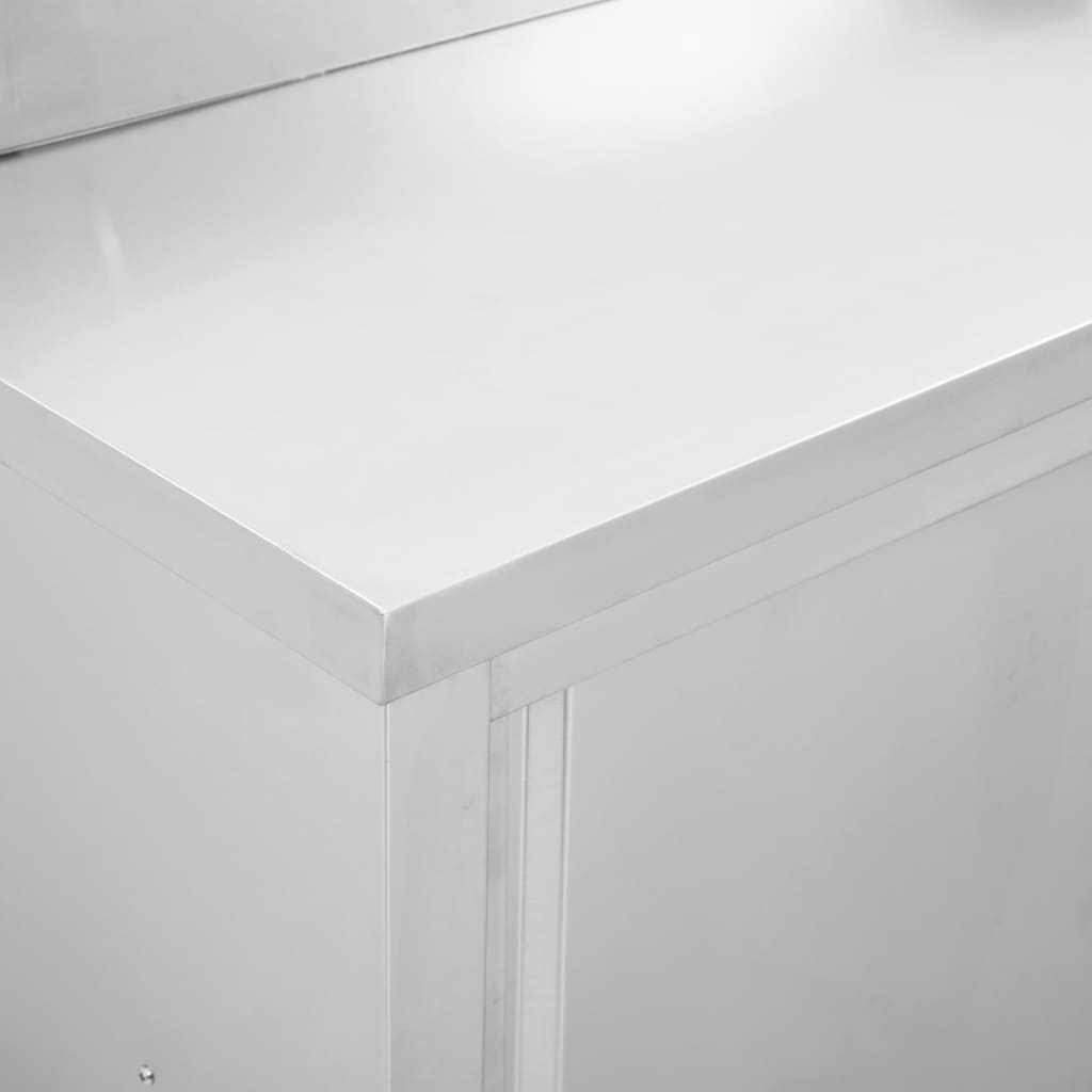 vidaXL arbejdsbord med skydelåger 100x50x(95-97) cm rustfrit stål