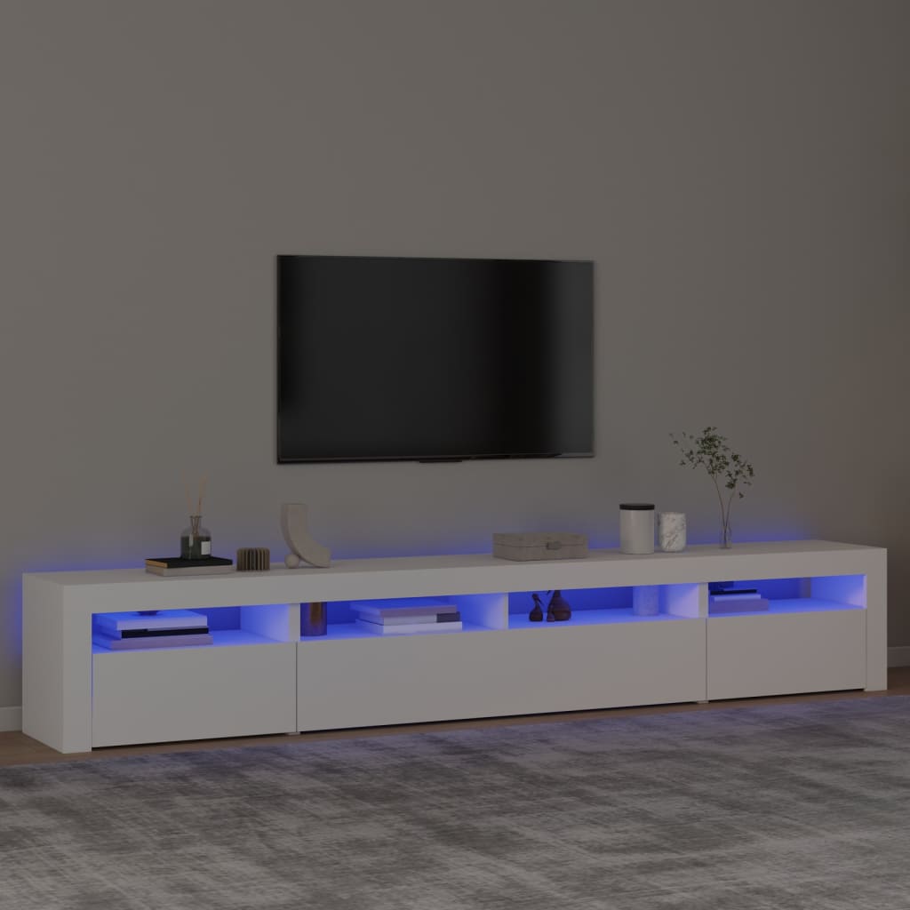vidaXL tv-skab med LED-lys 240x35x40 cm hvid
