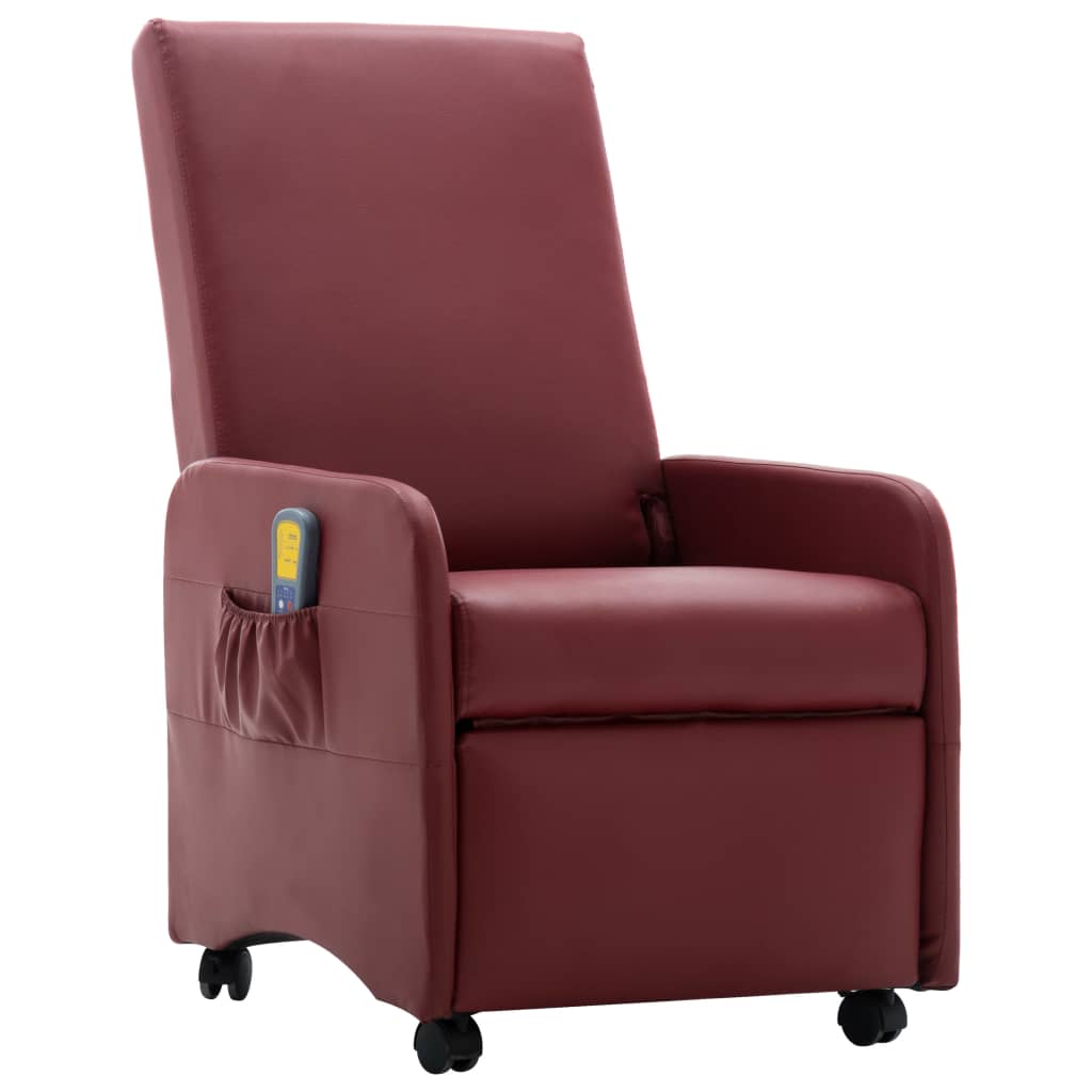 vidaXL elektrisk massagelænestol kunstlæder vinrød