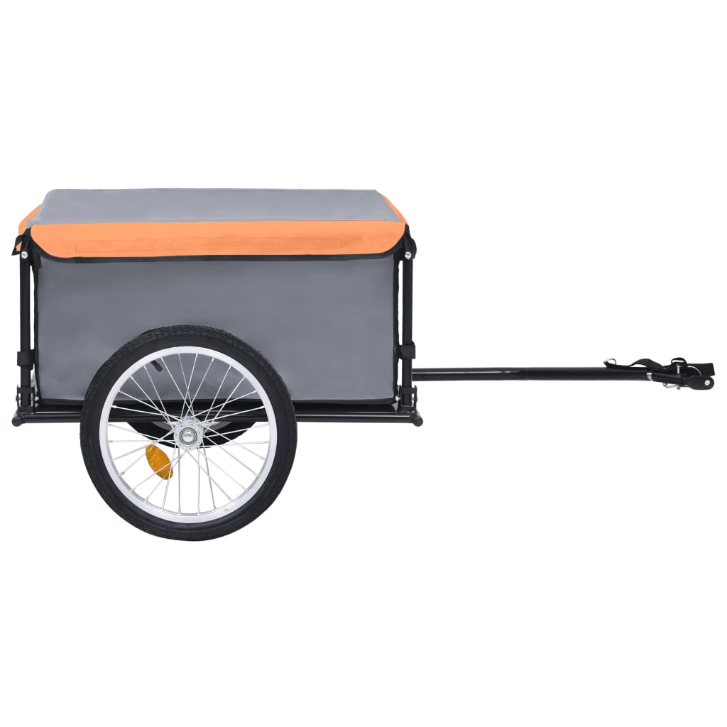 vidaXL cykelanhænger 65 kg grå og orange