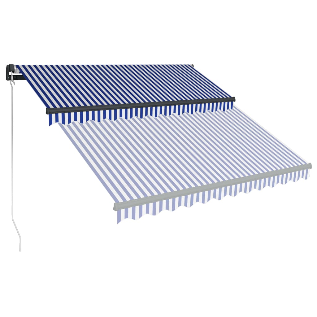 vidaXL foldemarkise manuel betjening 300 x 250 cm blå og hvid