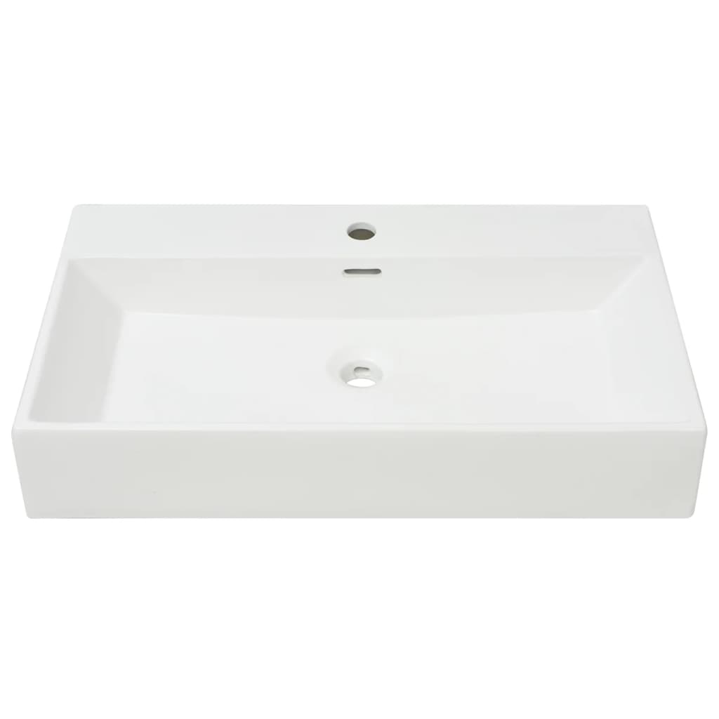vidaXL håndvask med hul til vandhane keramik 76x42,5x14,5 cm hvid