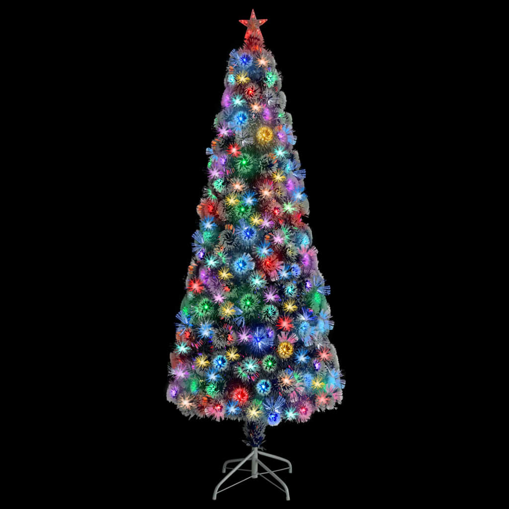 vidaXL kunstigt juletræ med lys 240 cm fiberoptisk hvid og blå