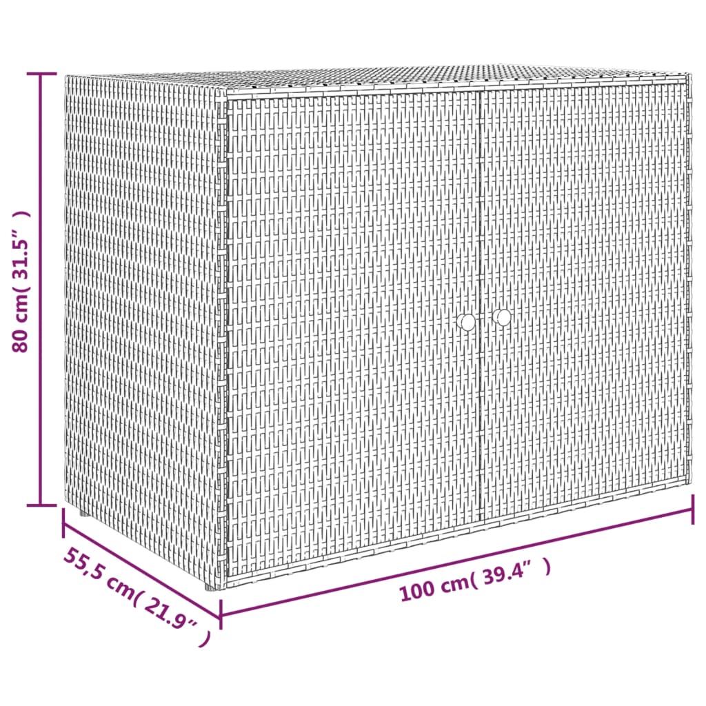 vidaXL opbevaringsskab til haven 100x55,5x80 cm polyrattan grå