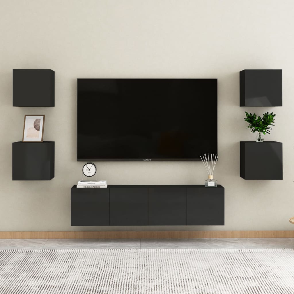 vidaXL væghængt tv-skab 30,5x30x30 cm sort højglans