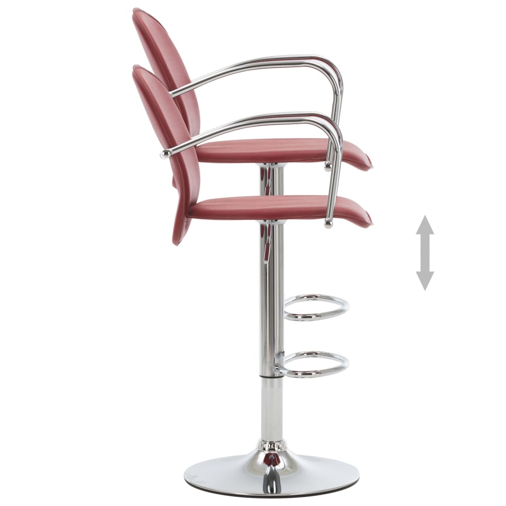vidaXL barstole med armlæn 2 stk. kunstlæder vinrød