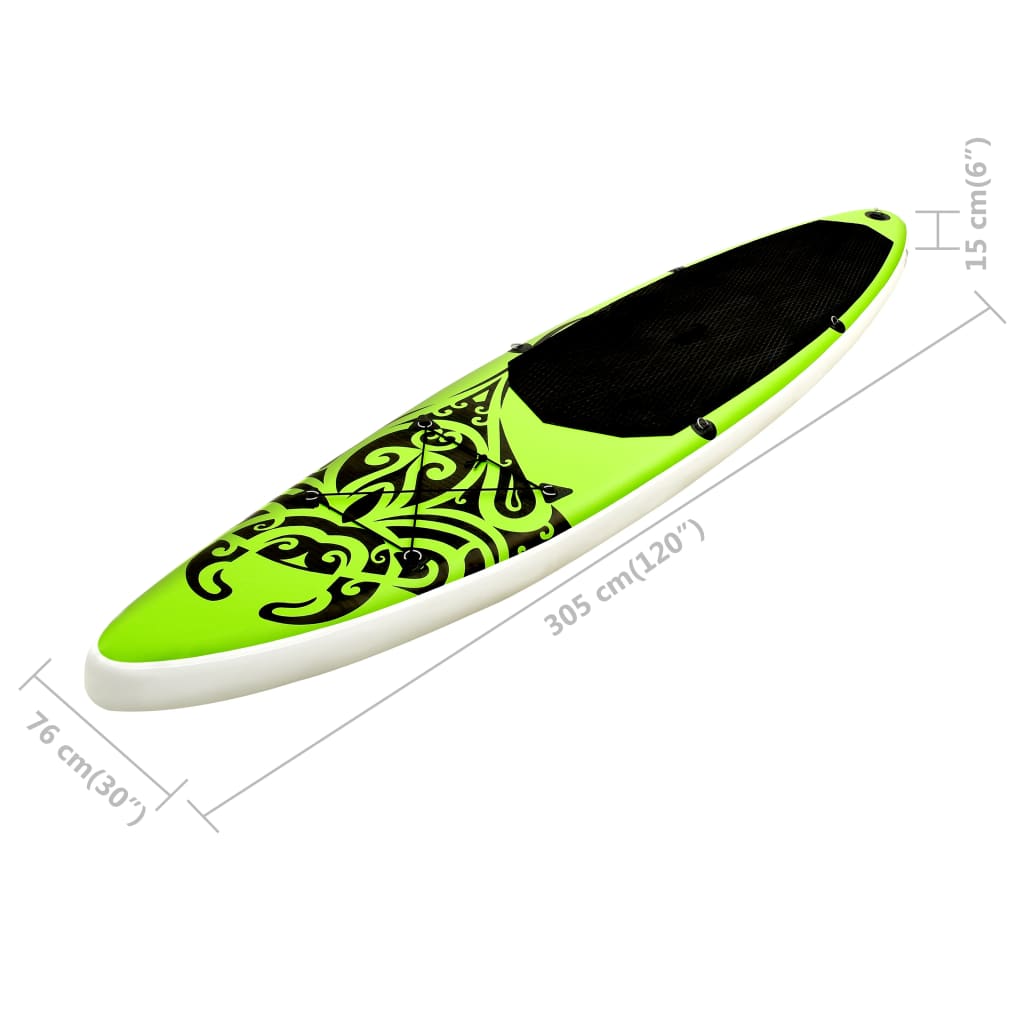 vidaXL oppusteligt paddleboardsæt 305x76x15 cm grøn