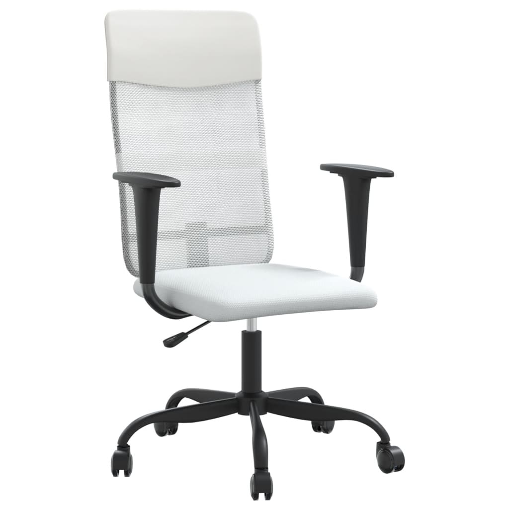 vidaXL kontorstol med justerbar højde meshstof og kunstlæder hvid