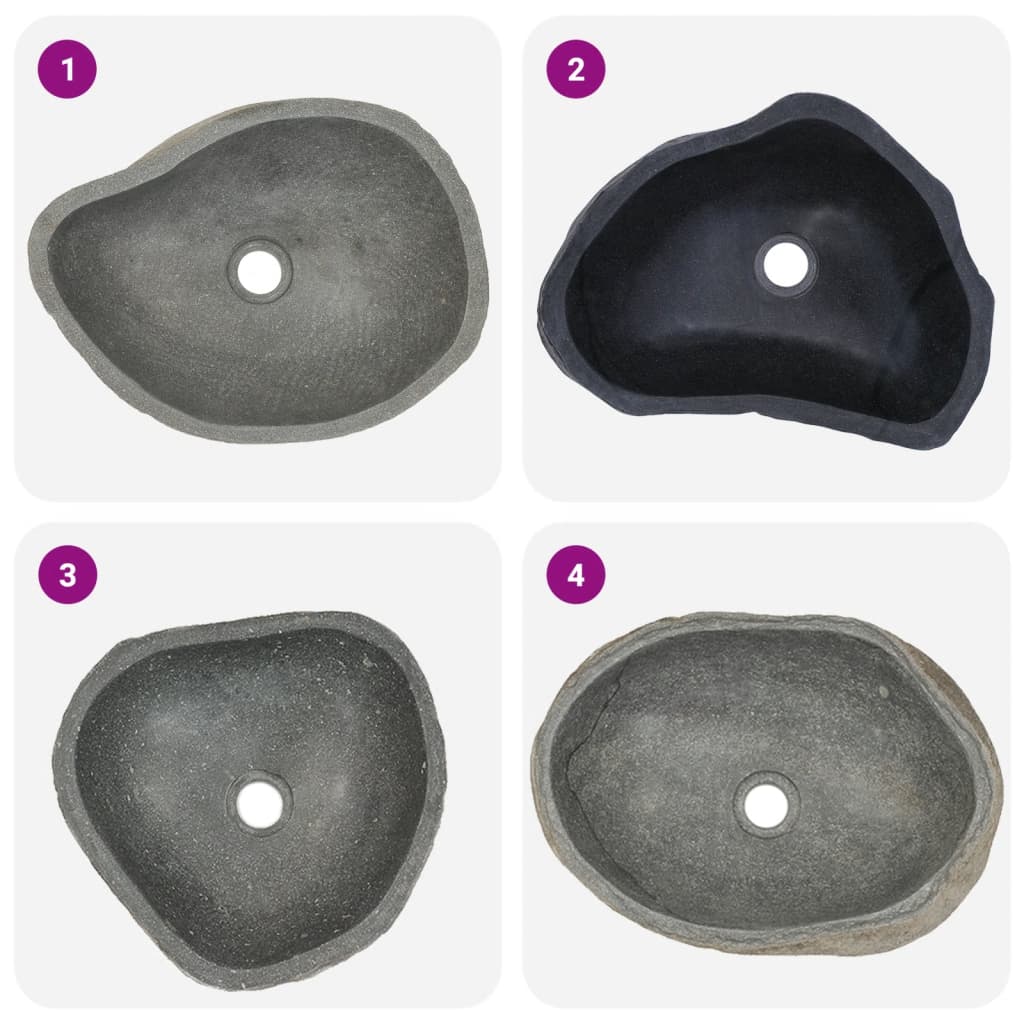 vidaXL håndvask 37-46 cm oval flodsten