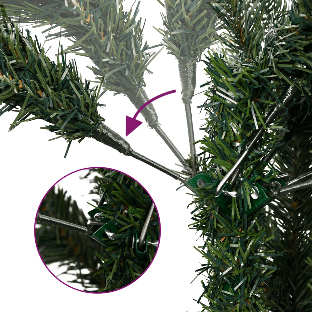 vidaXL kunstigt juletræ med juletræsfod 210 cm hængslet grøn