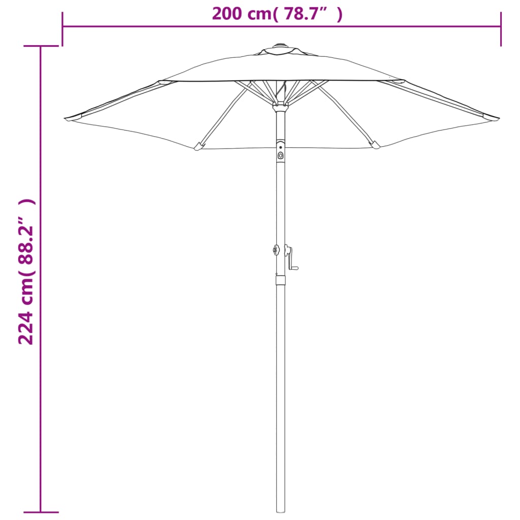 vidaXL parasol 200 x 224 cm aluminium sandfarvet