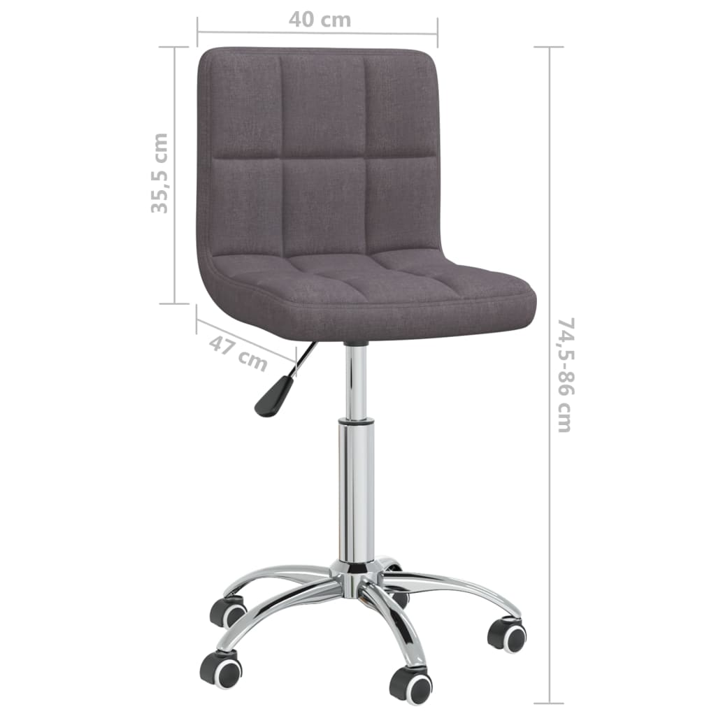 vidaXL kontorstol med hjul stof gråbrun