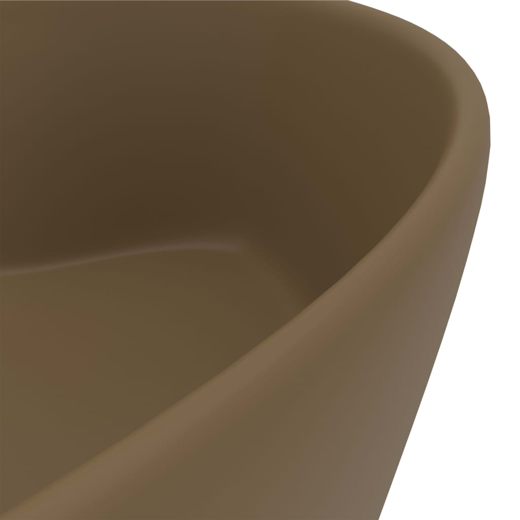 vidaXL luksuriøs håndvask med overløb 36x13 cm keramik mat cremefarvet