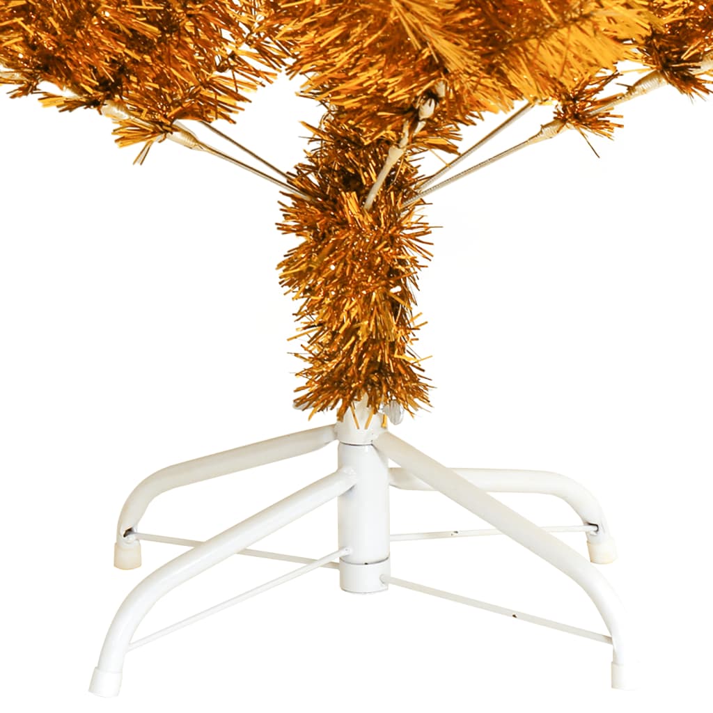vidaXL kunstigt juletræ med juletræsfod 150 cm PET guldfarvet
