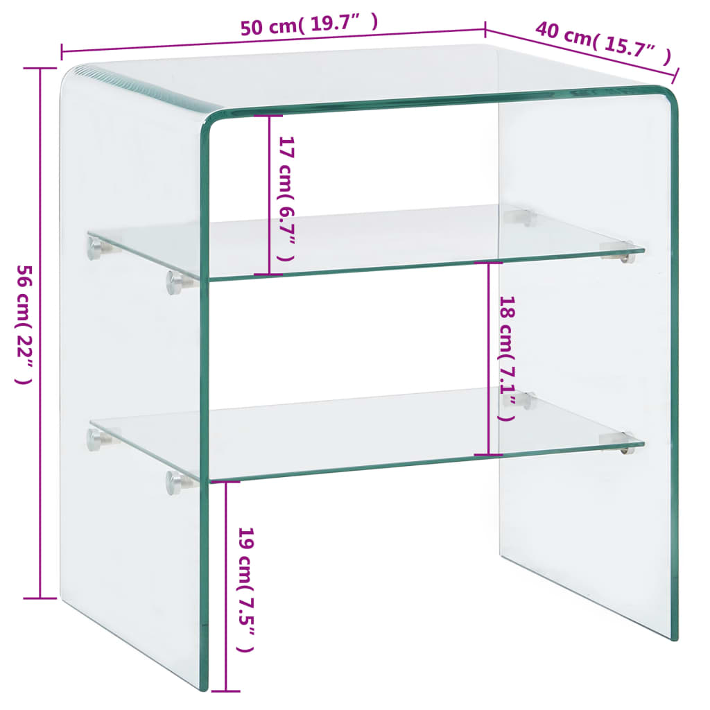 vidaXL sofabord 50 x 40 x 56 cm hærdet glas transparent