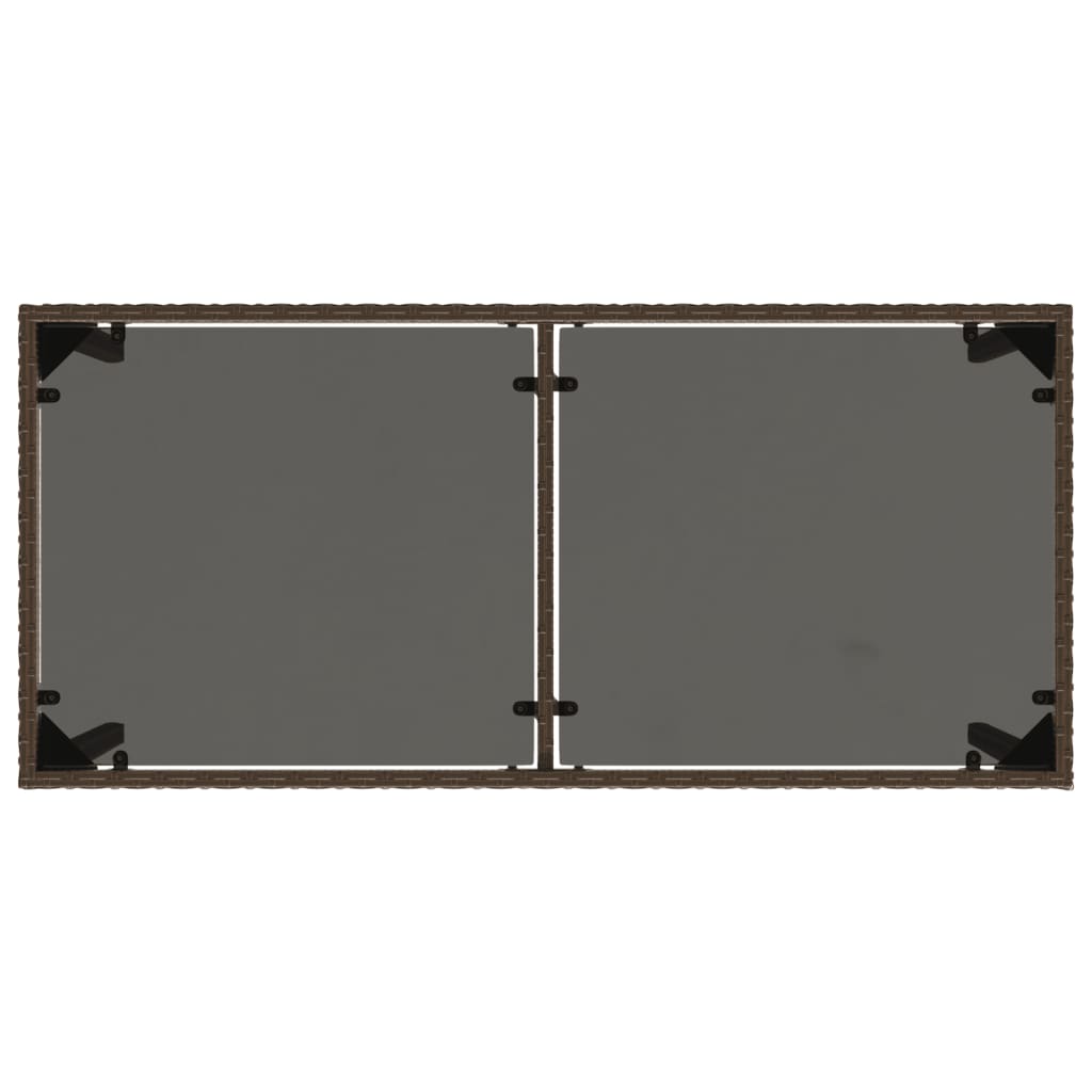 vidaXL havebord med glastop 115x54x74 cm polyrattan brun
