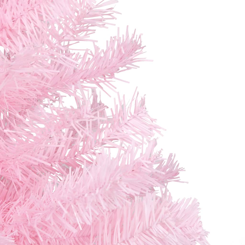 vidaXL kunstigt juletræ med lys og juletræsfod 180 cm PVC lyserød