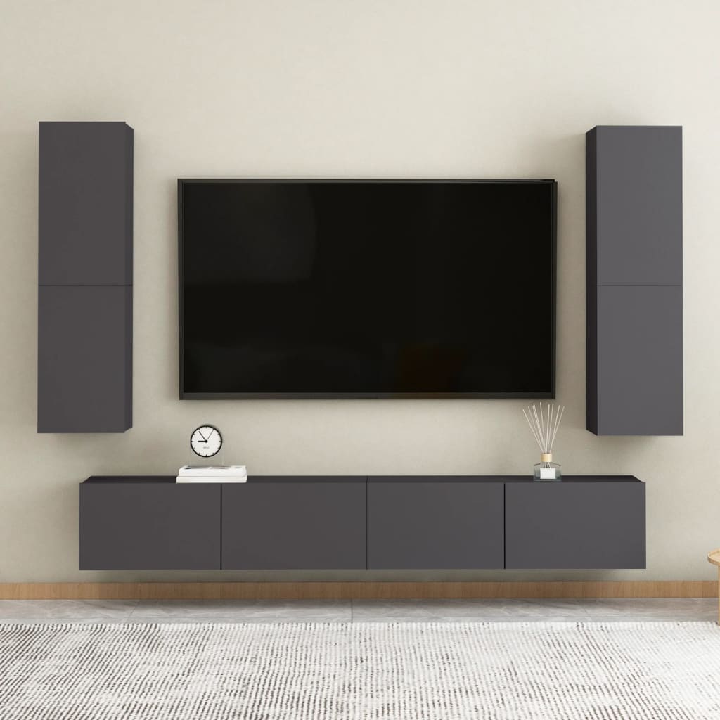 vidaXL tv-bord 30,5x30x110 cm konstrueret træ grå