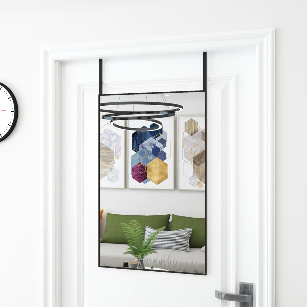 vidaXL dørspejl 50x80 cm glas og aluminium sort