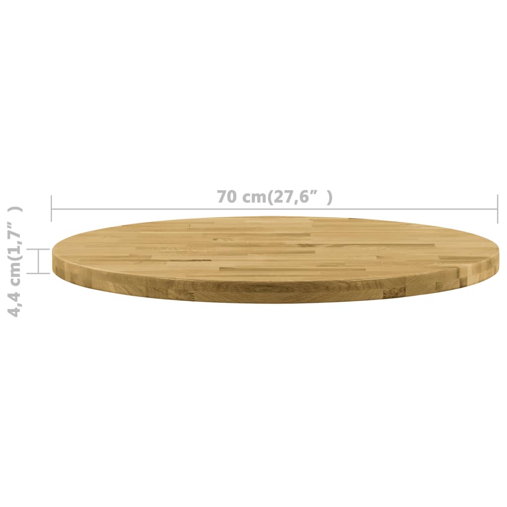 vidaXL bordplade i massivt egetræ rundt 44 mm 700 mm