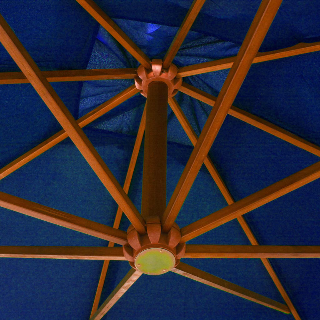 vidaXL hængeparasol med stang 3x3 m massivt fyrretræ azurblå