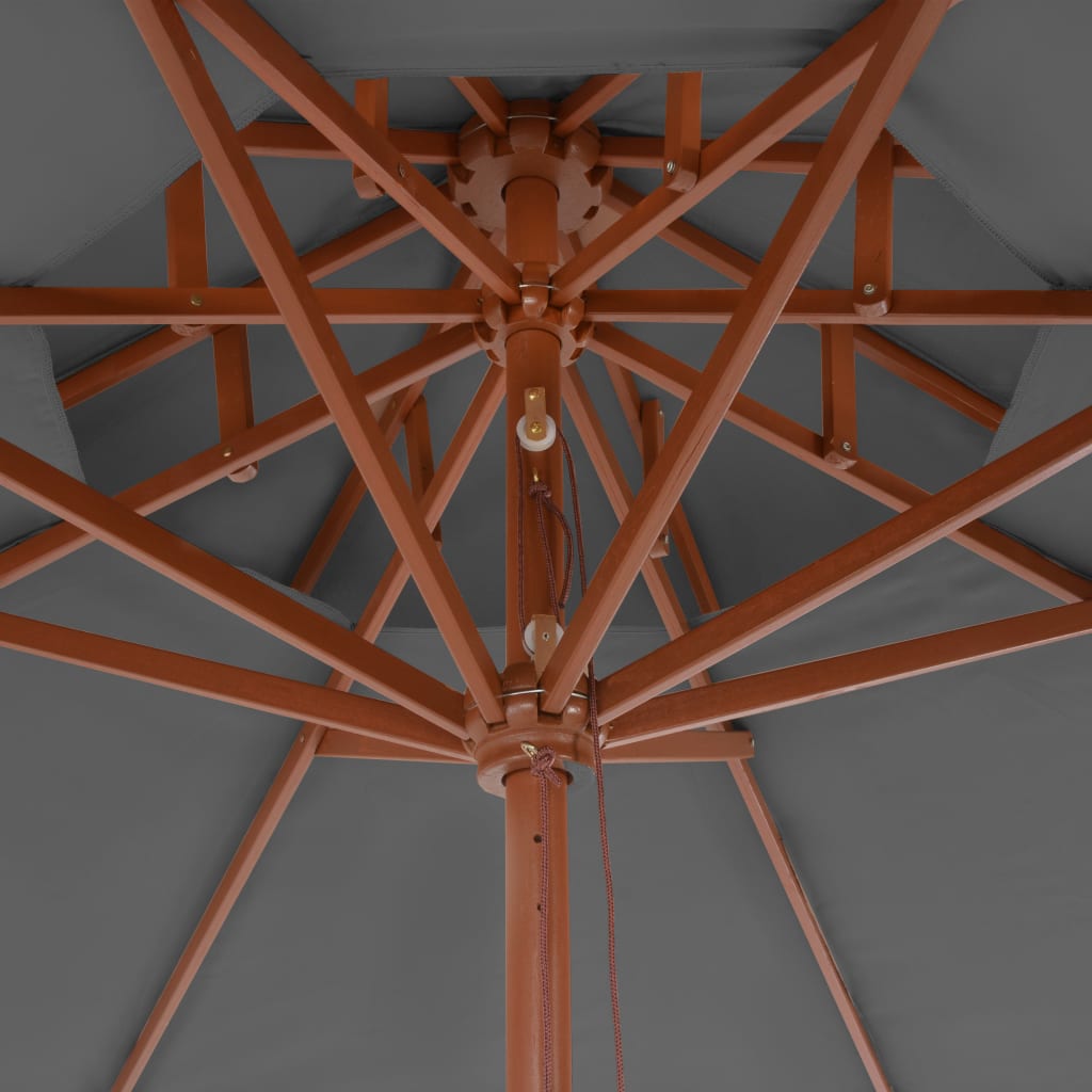 vidaXL dobbelt parasol med træstang 270 cm antracitgrå