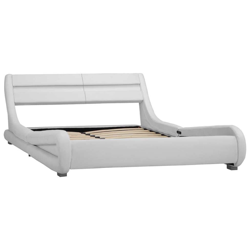 vidaXL sengestel med LED 160x200 cm kunstlæder hvid
