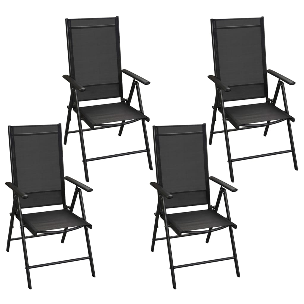 vidaXL udendørs spisebordssæt 5 dele med foldbare stole aluminium sort