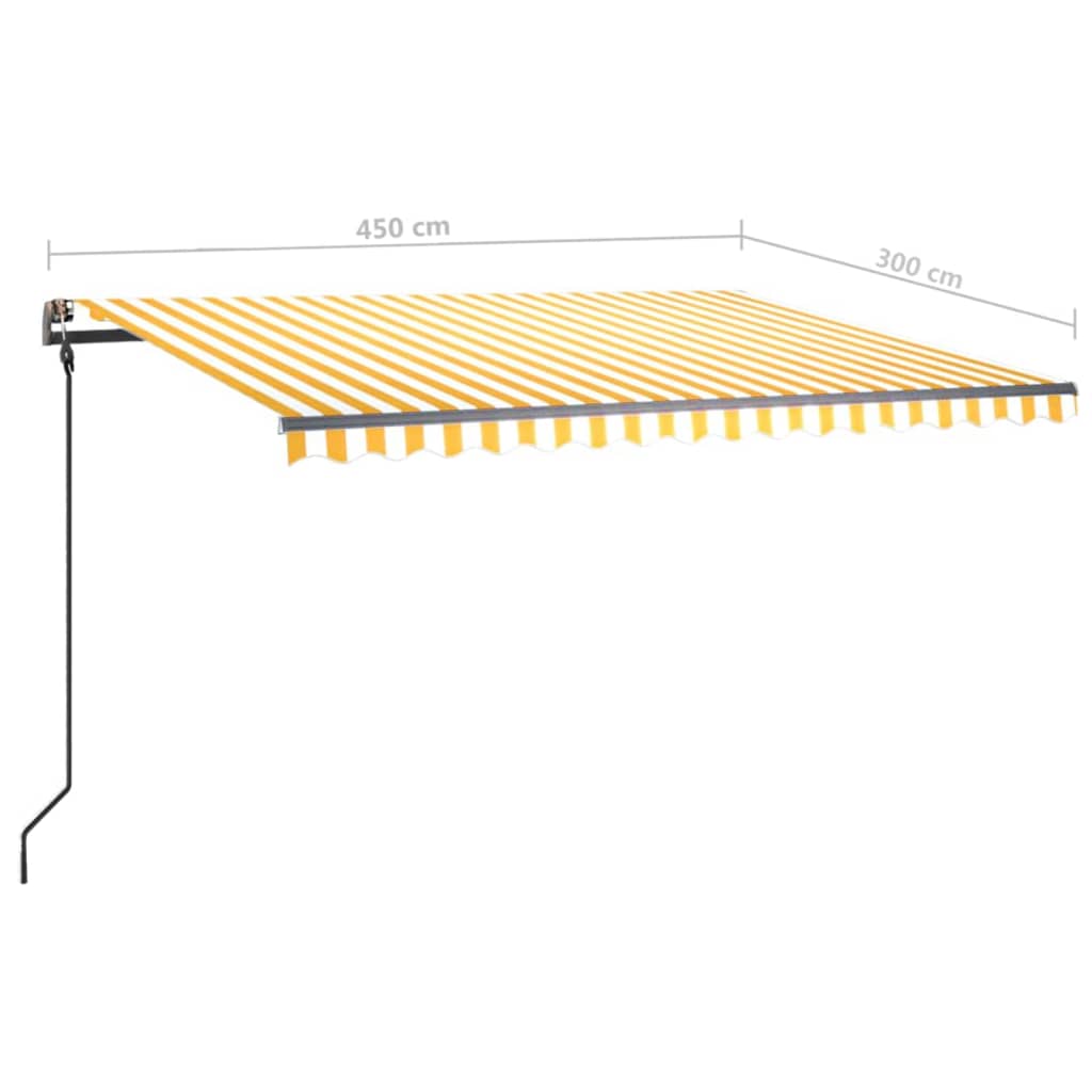 vidaXL markise m. LED-lys + vindsensor 4,5x3 m automatisk gul og hvid