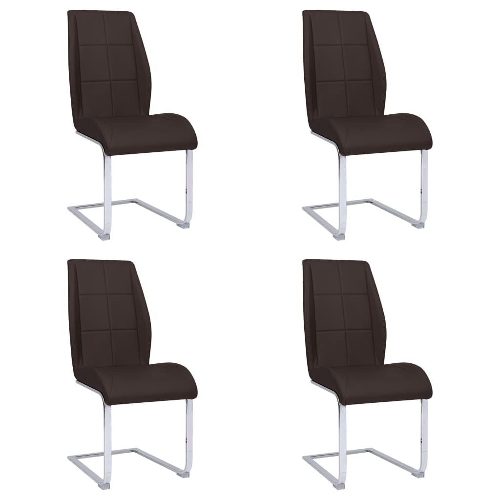 vidaXL spisebordsstole med cantilever 4 stk. stof brun