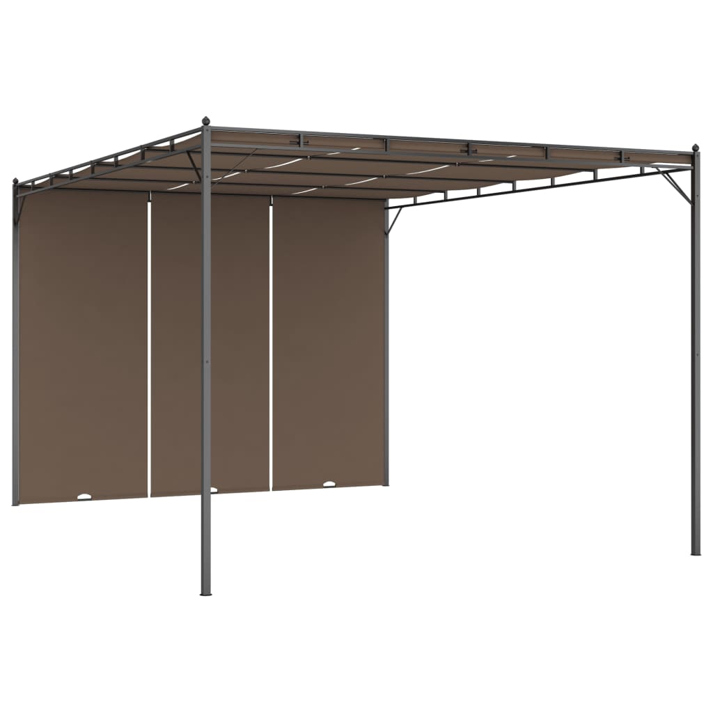 vidaXL havepavillon med sidegardin 4x3x2,25 m gråbrun