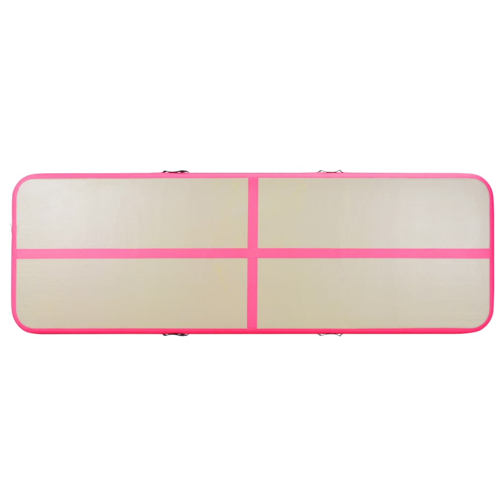 vidaXL oppustelig gymnastikmåtte med pumpe 400 x 100 x 10 cm PVC pink